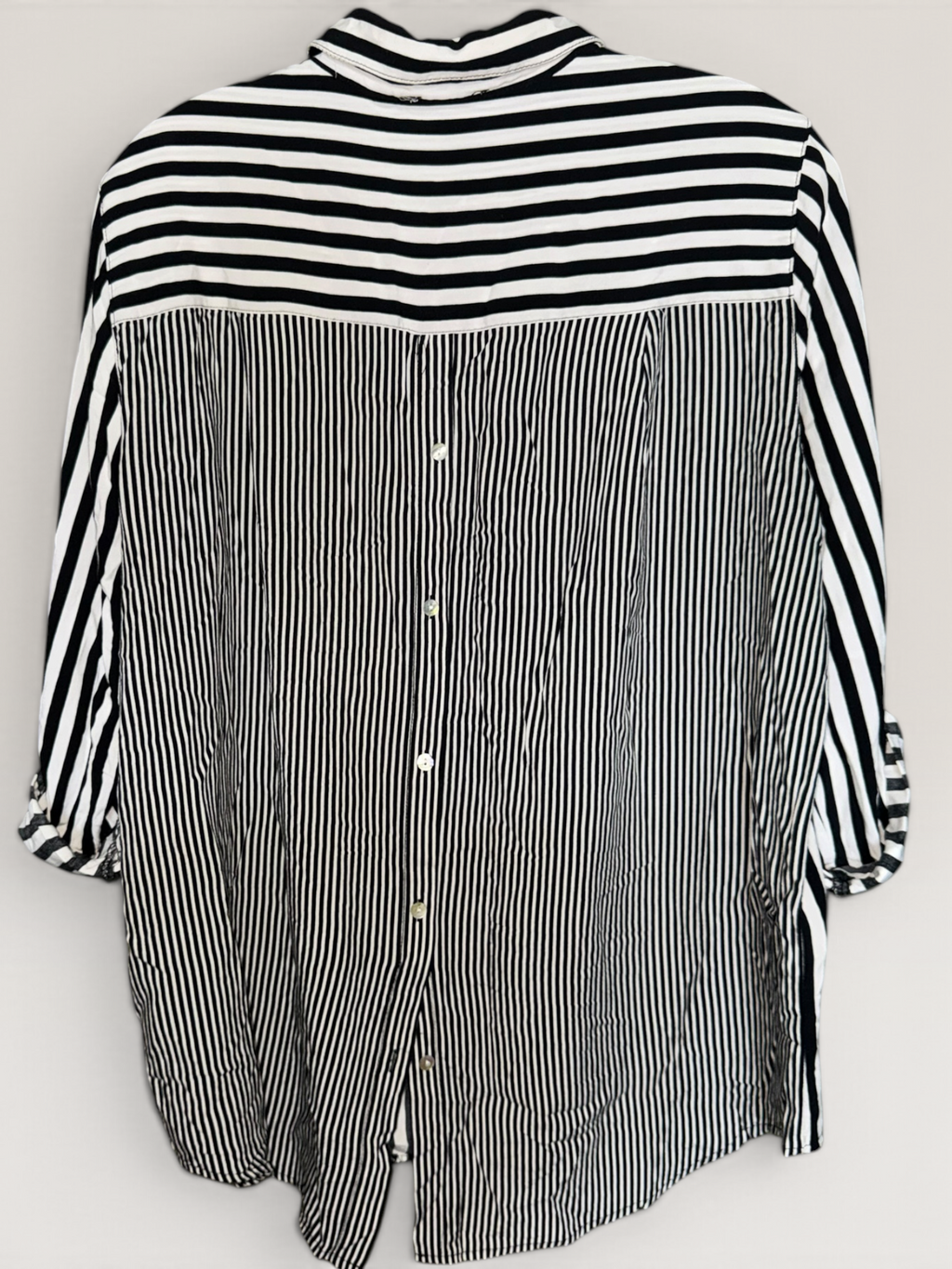 June and Blamcy Black-and-White Striped Shirt