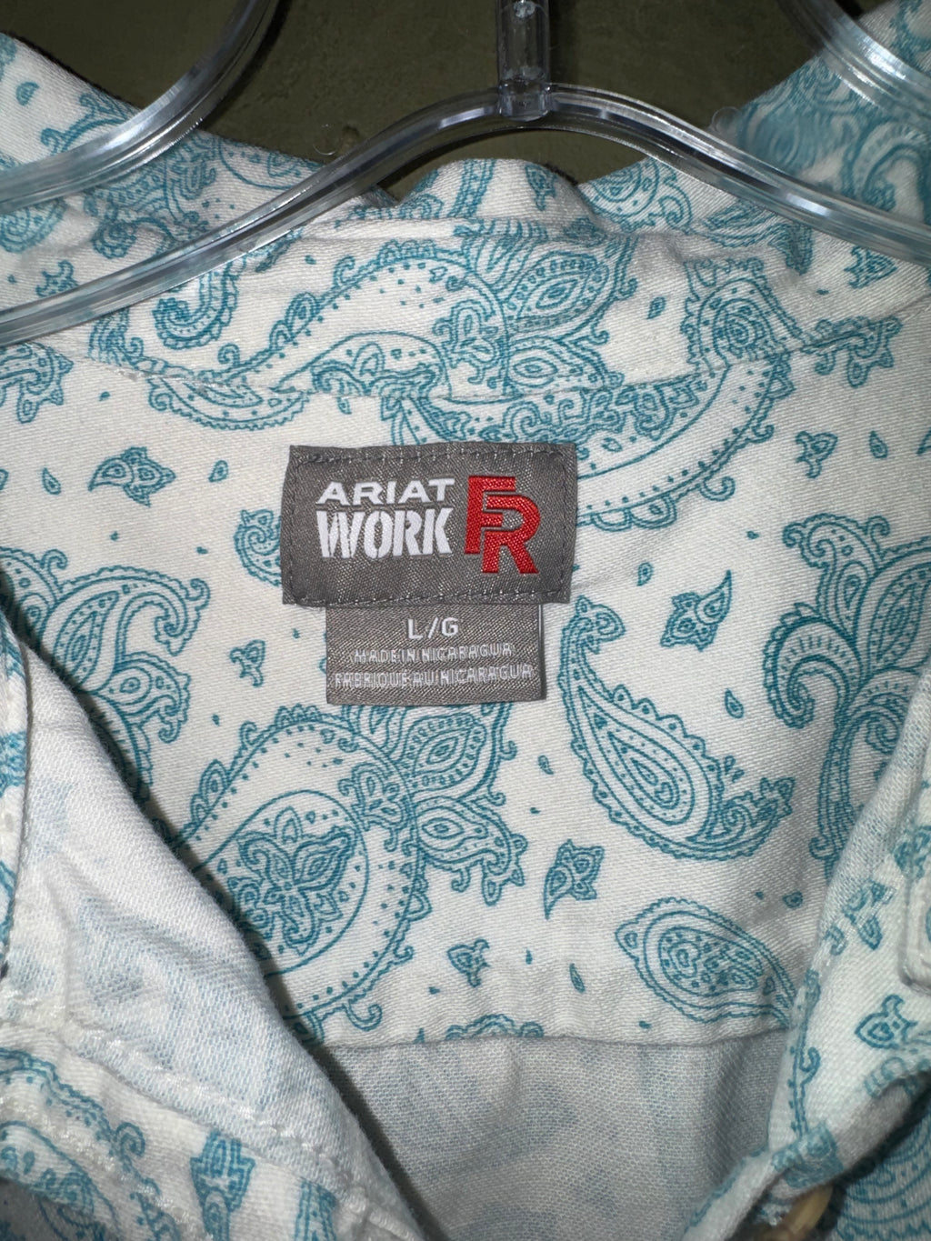 Ariat Work FR Teal Paisley Button-Front Shirt