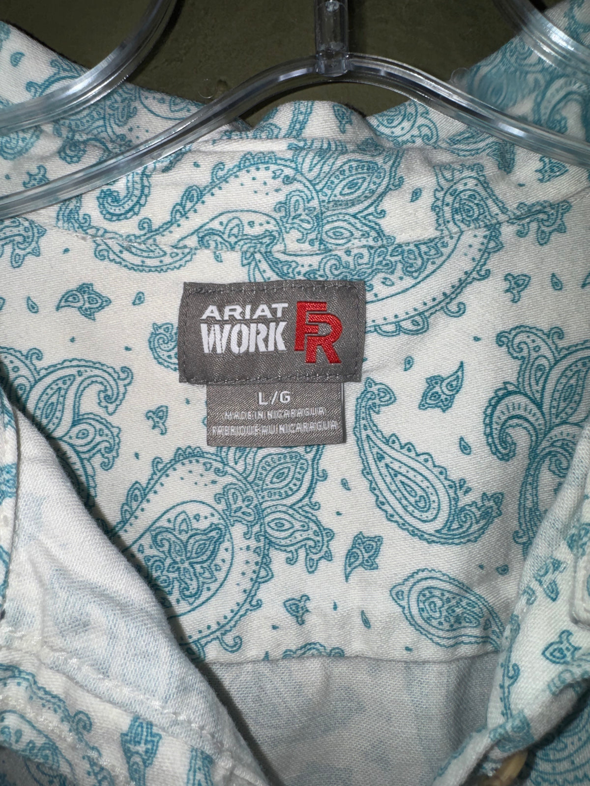 Ariat Work FR Teal Paisley Button-Front Shirt