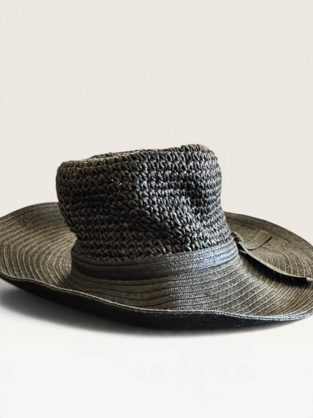 Woven Wide-Brim Hat with Bow