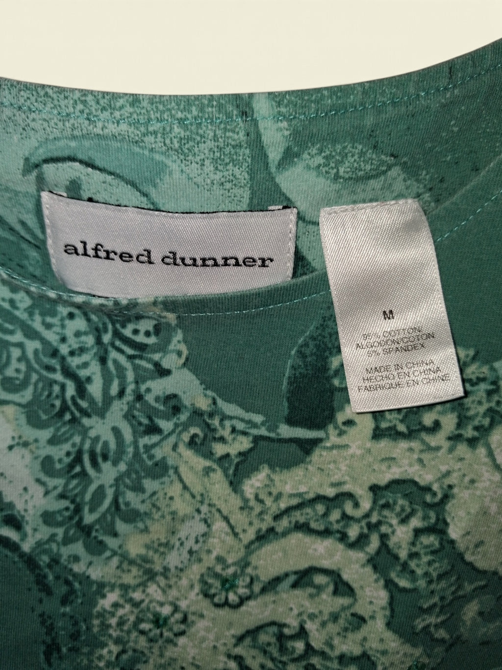 Alfred Dunner Green Paisley Embellished Short-Sleeve Top
