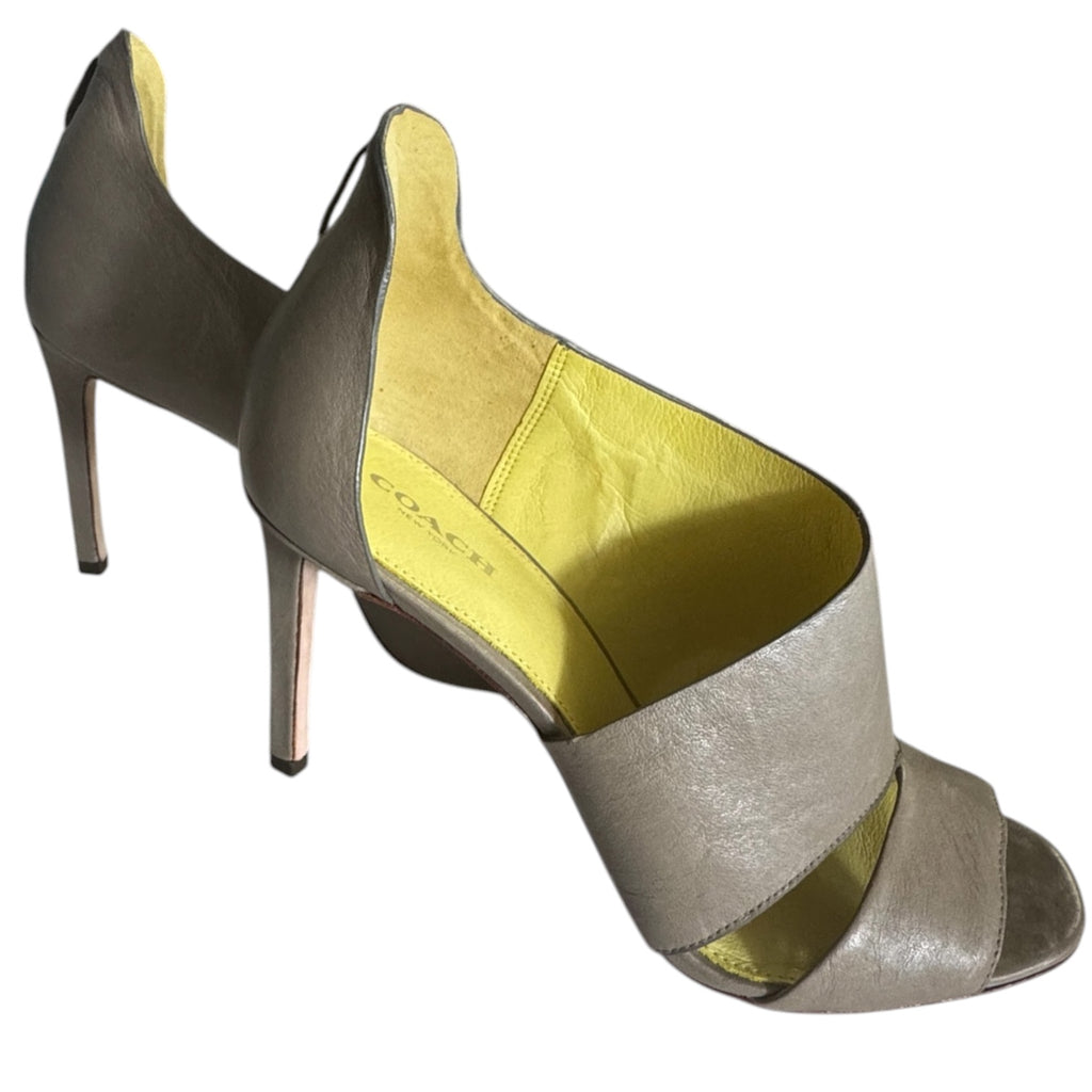 Coach Leather Open Toe D’Orsay Stiletto Heels | Made in Italy