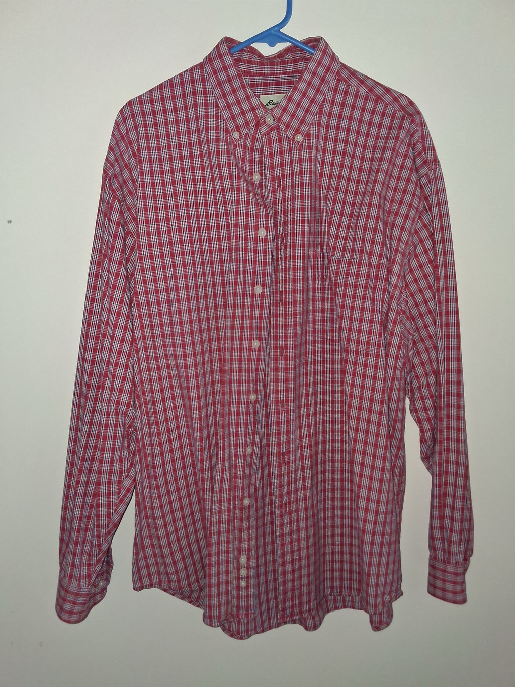 Eddie Bauer Red, White & Navy Plaid Button-Down Shirt