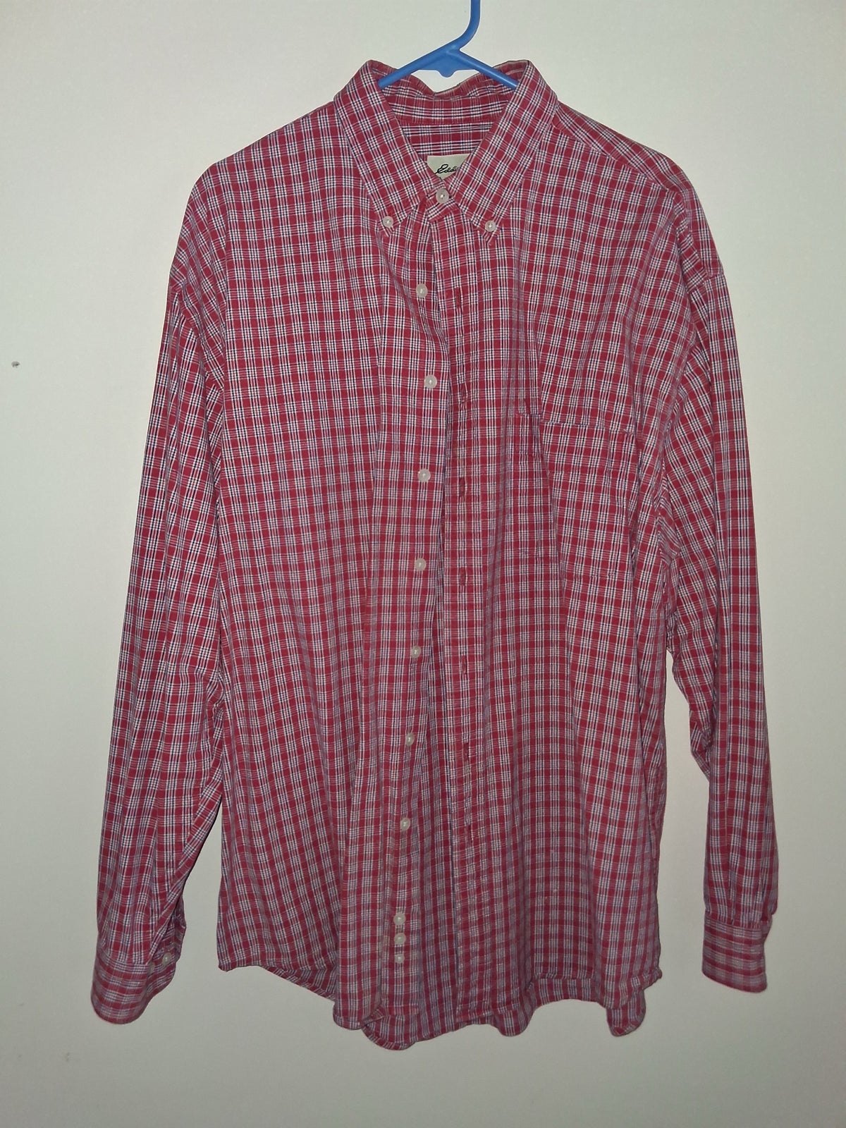 Eddie Bauer Red, White & Navy Plaid Button-Down Shirt
