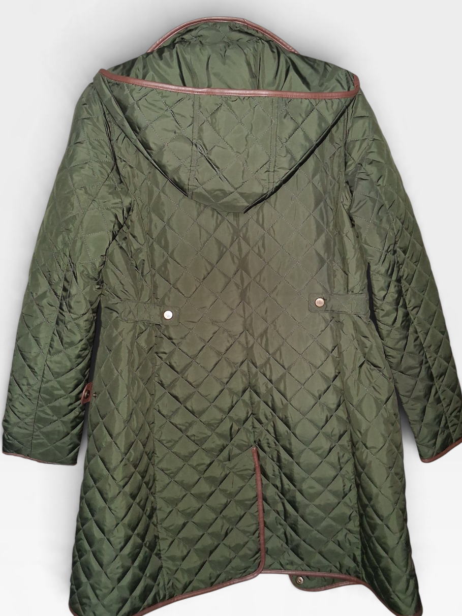Lauren Ralph Lauren Olive Green Quilted Long Coat