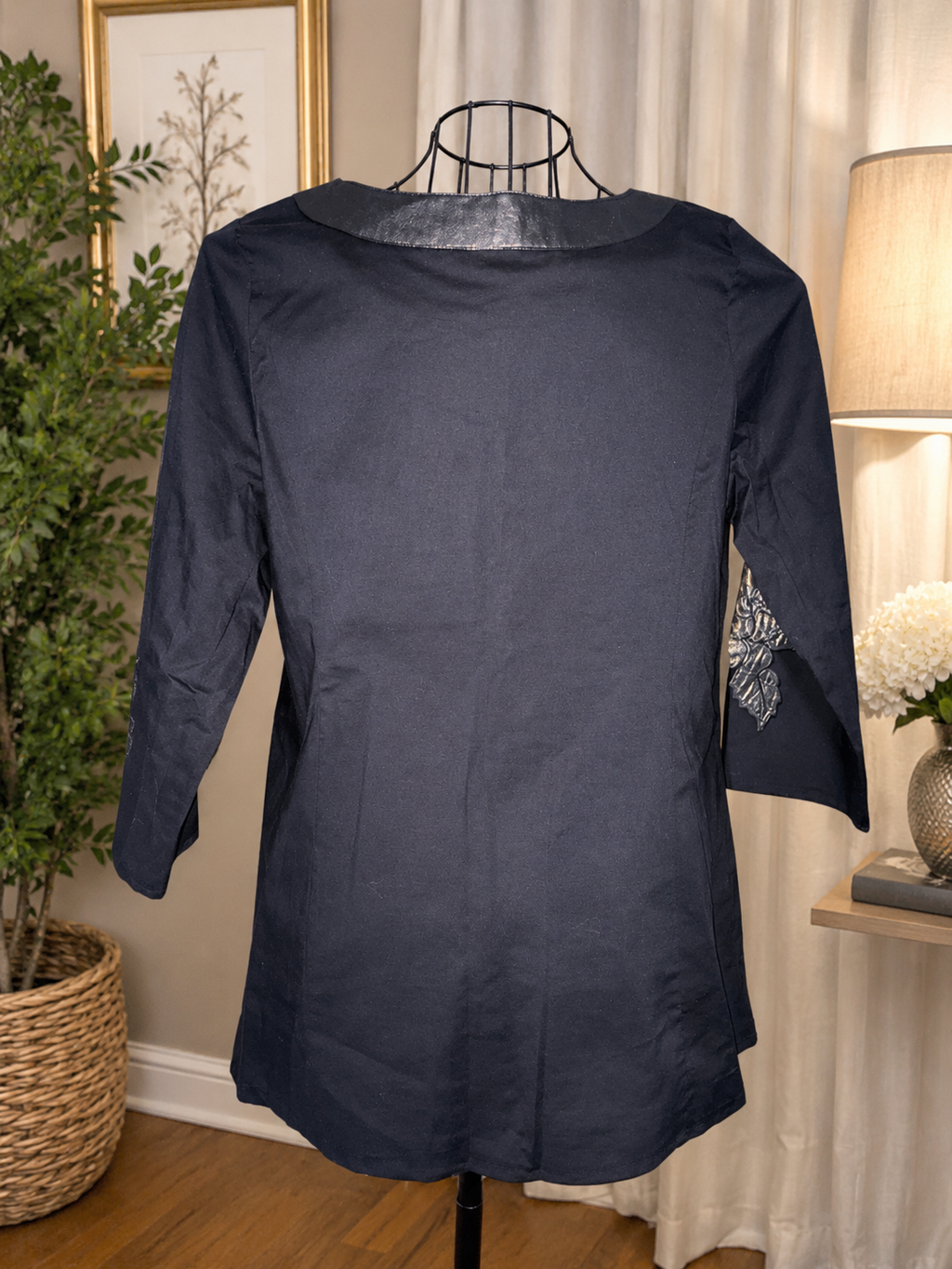 Peck & Peck Weekend Black Appliqué Tunic
