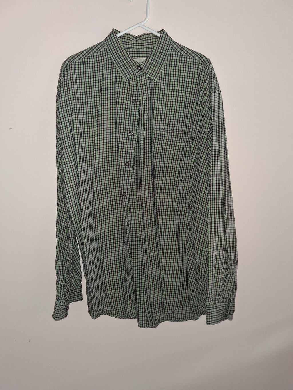Eddie Bauer Sage Green & Navy Check Long-Sleeve Shirt