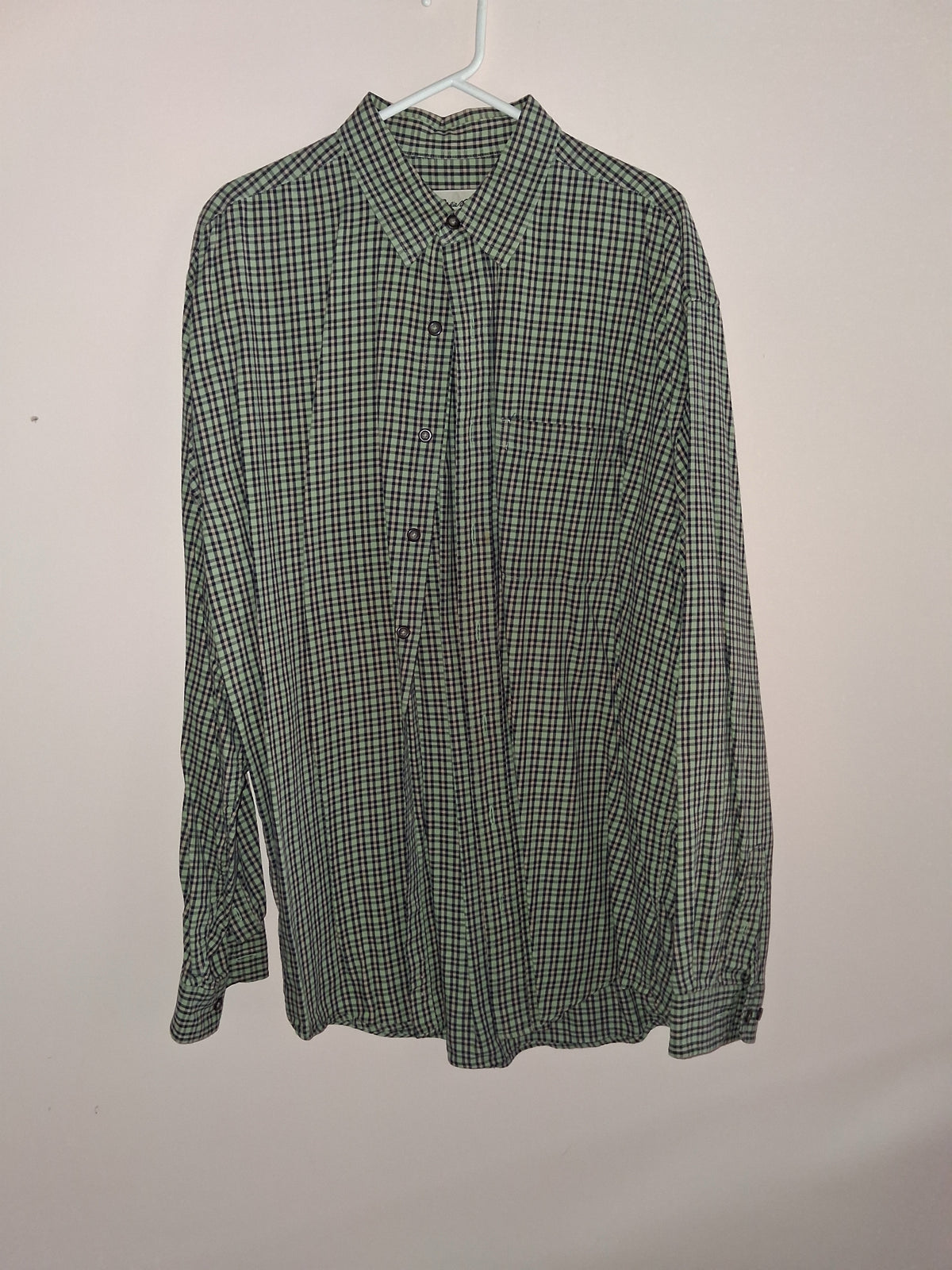 Eddie Bauer Sage Green & Navy Check Long-Sleeve Shirt
