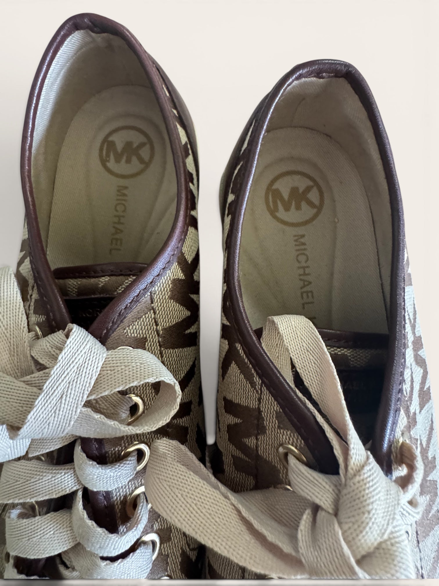 Michael Kors "Keaton" Signature Brown Monogram Logo Sneakers