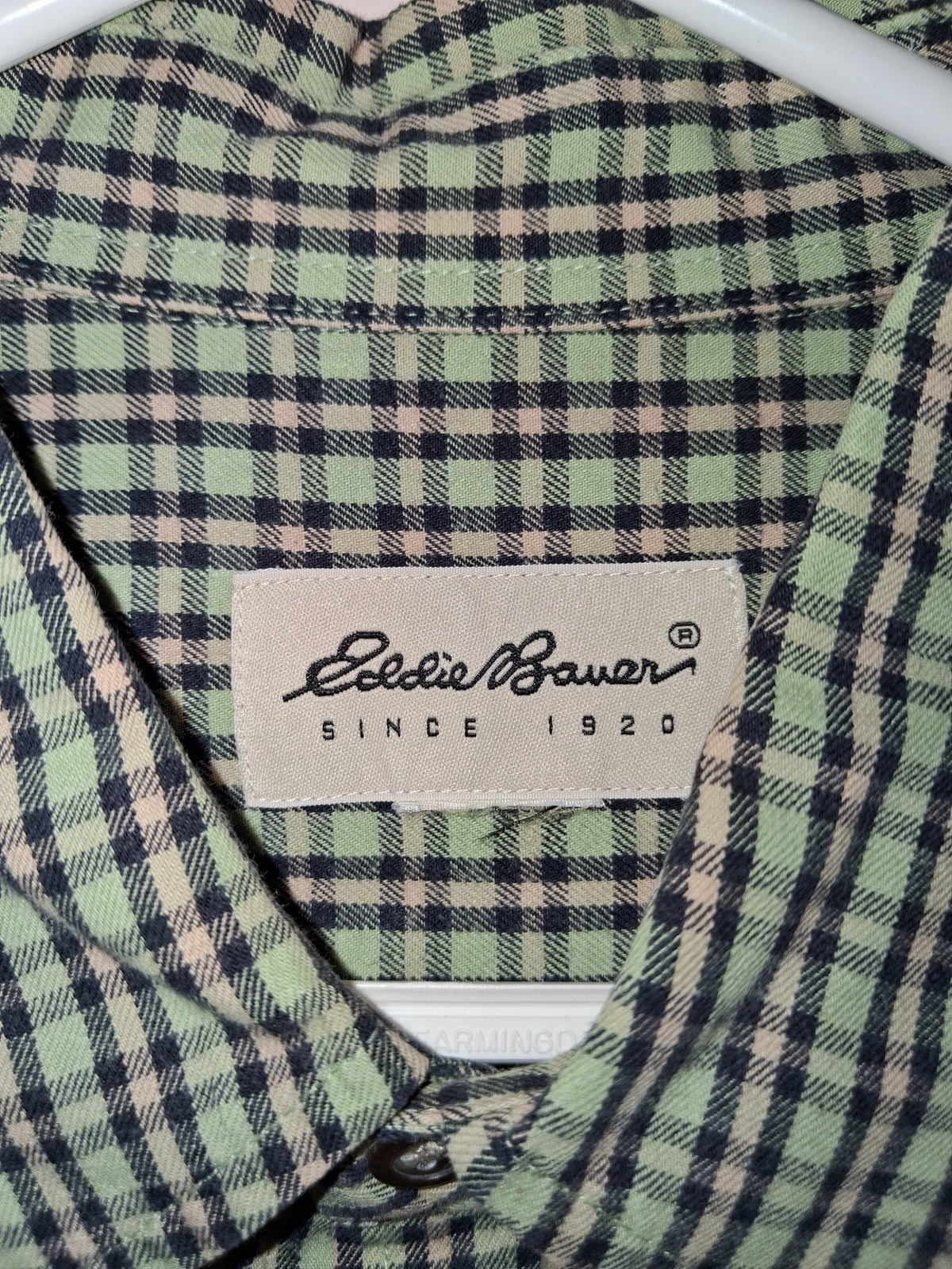 Eddie Bauer Sage Green & Navy Check Long-Sleeve Shirt