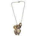 Vintage Thai Coin & Elephant Charm Cluster Necklace