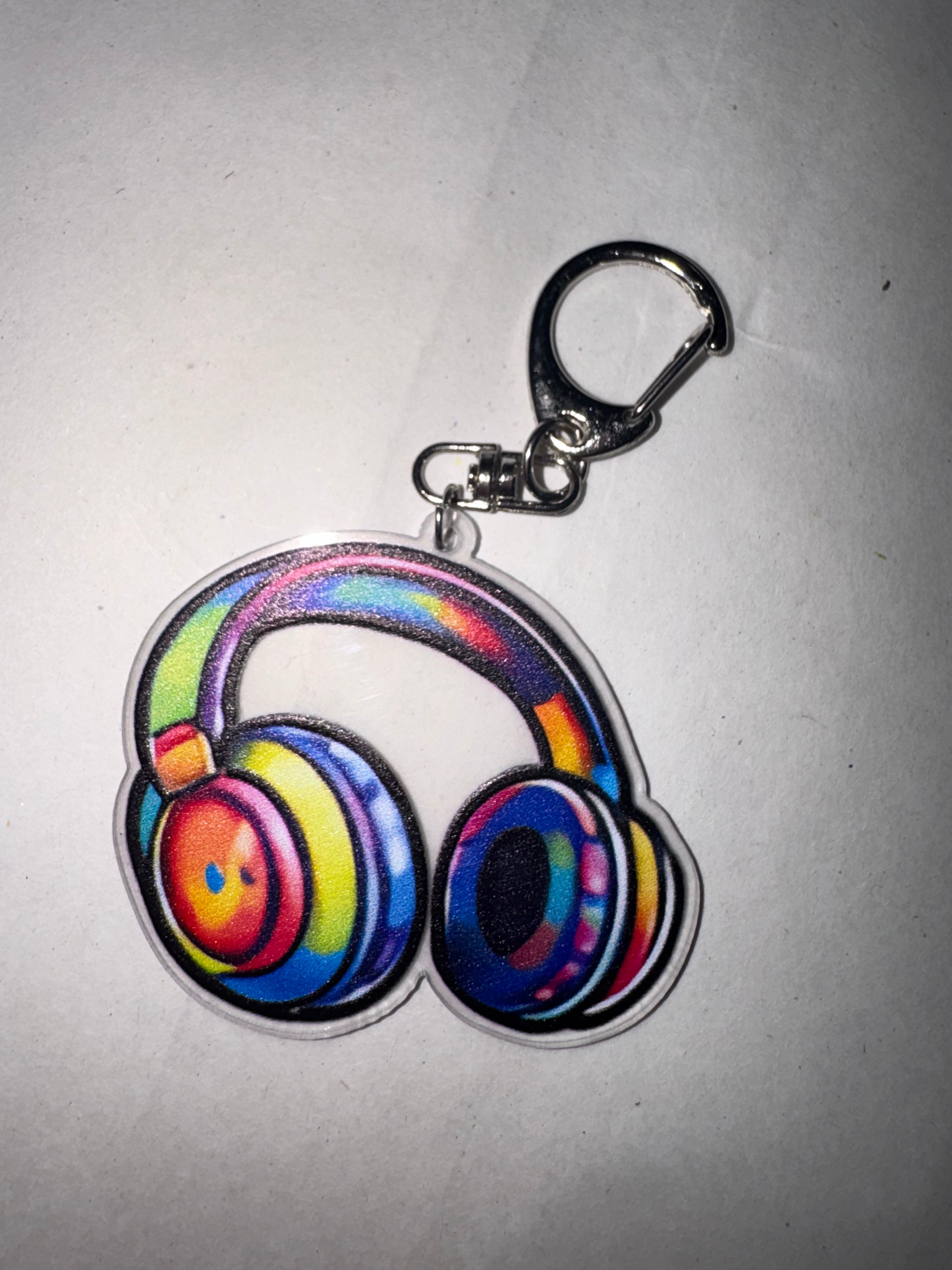 Rainbow Headphones Acrylic Keychain