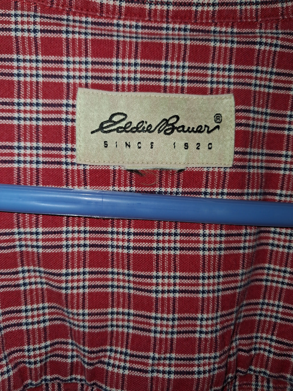 Eddie Bauer Red, White & Navy Plaid Button-Down Shirt