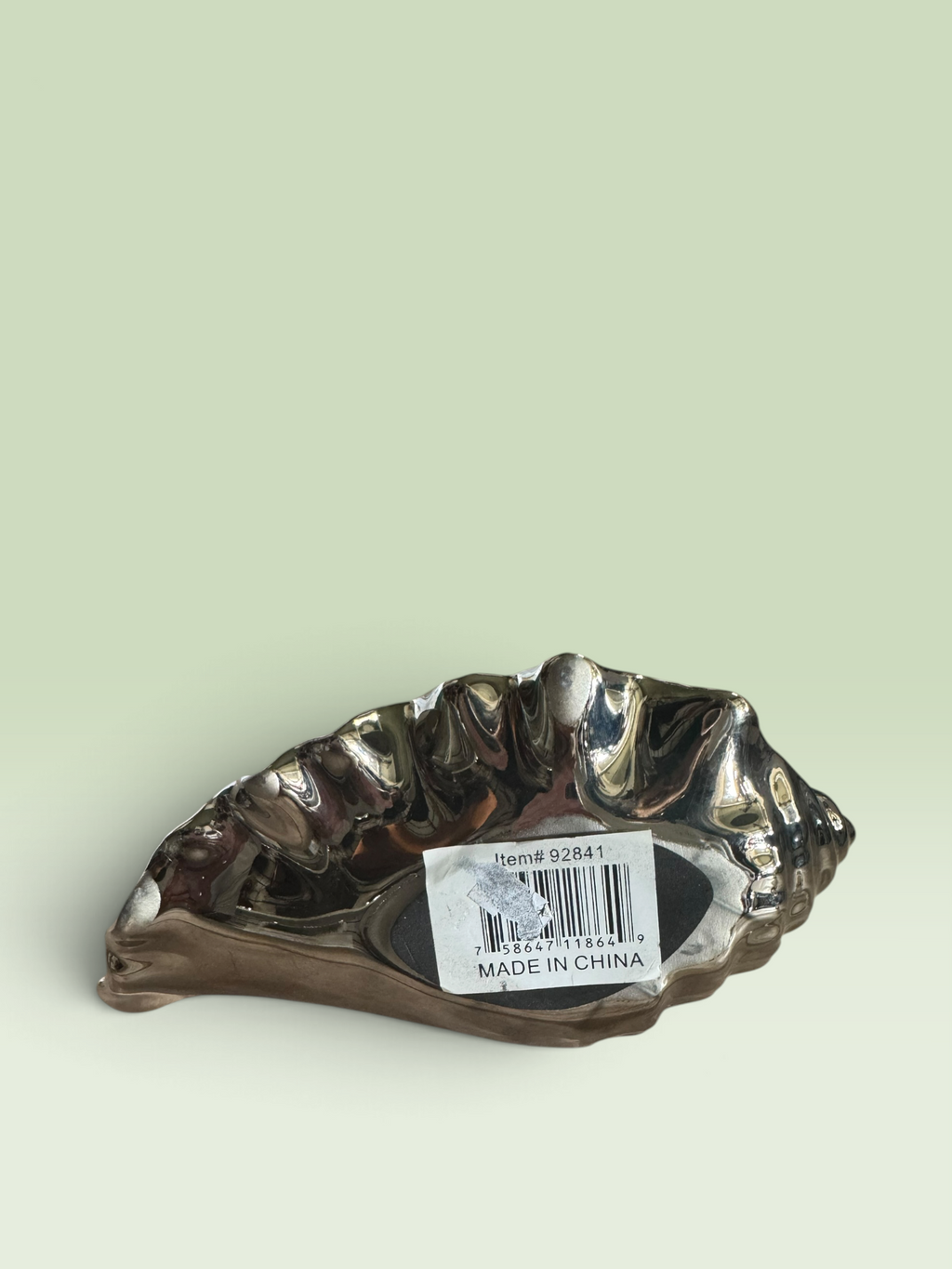 Silver Ceramic Conch Shell Décor
