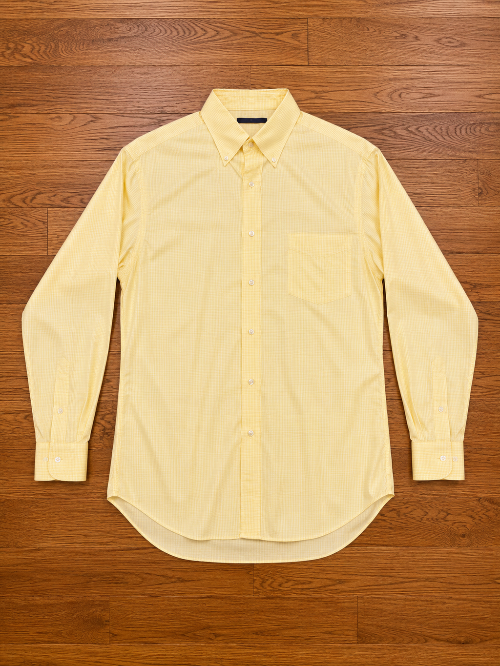 Lands’ End “No Iron Twill” Yellow Check Dress Shirt