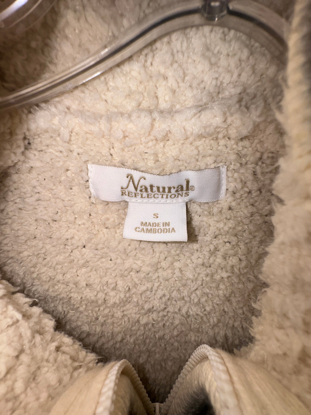 Natural Reflections Cream Sherpa Zip-Up Jacket