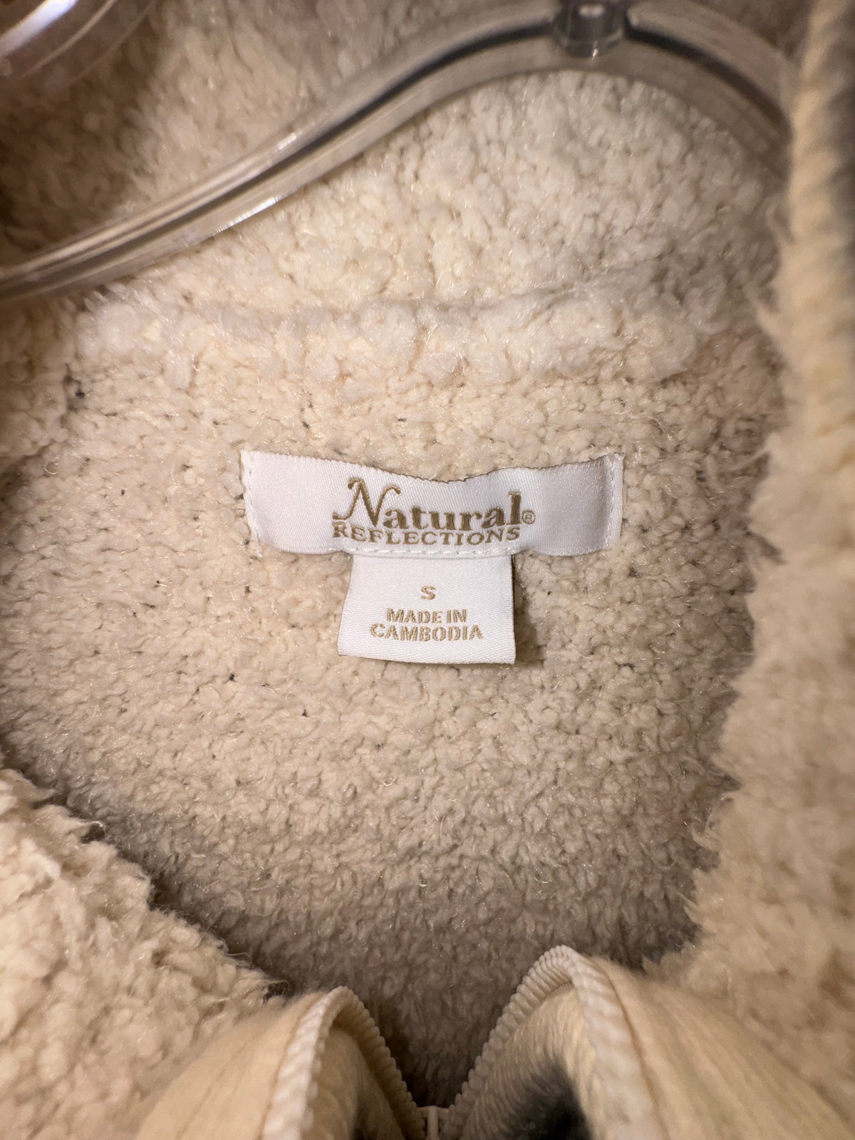 Natural Reflections Cream Sherpa Zip-Up Jacket