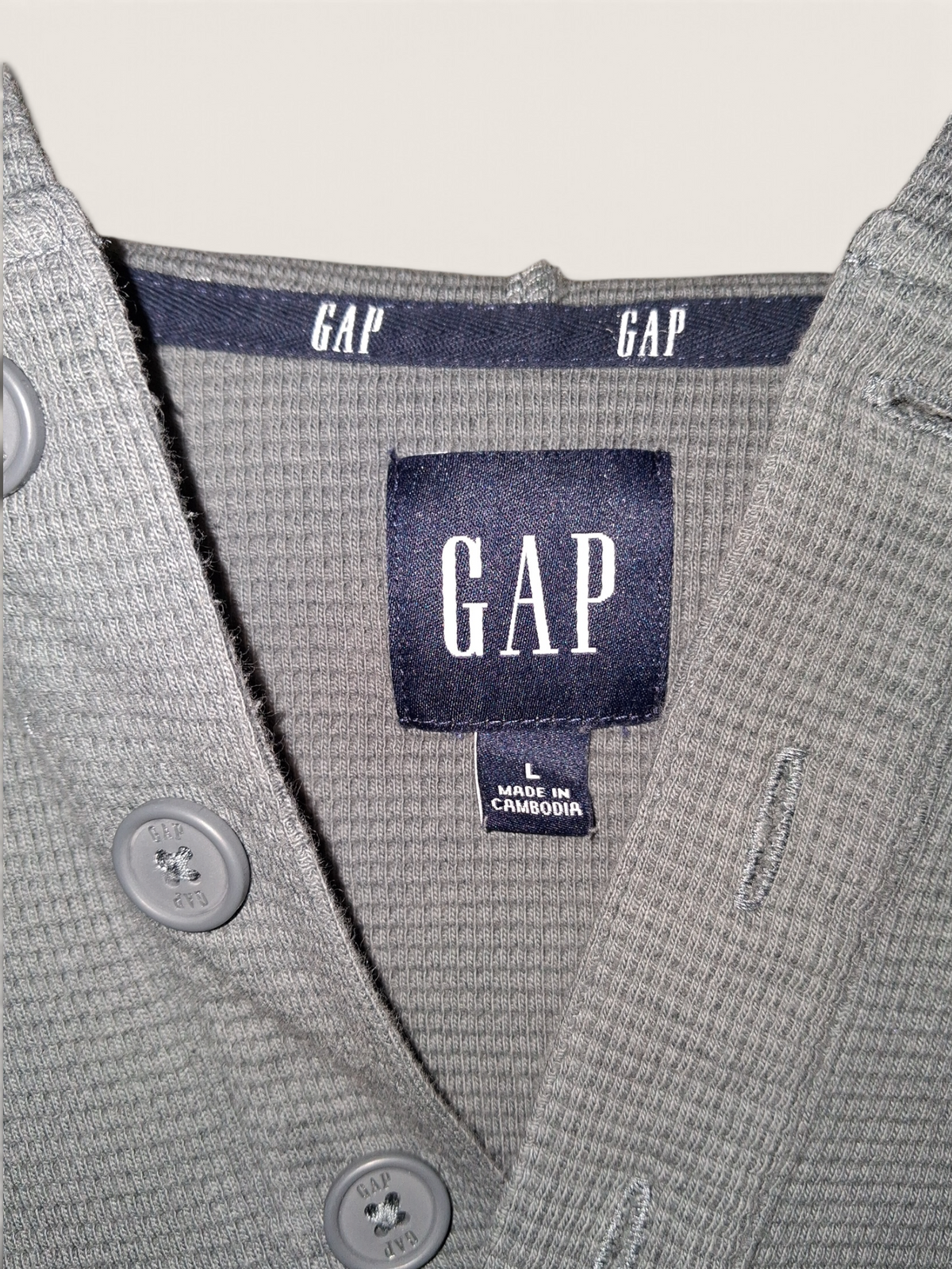 GAP Men's Thermal Waffle Knit Henley Hoodie