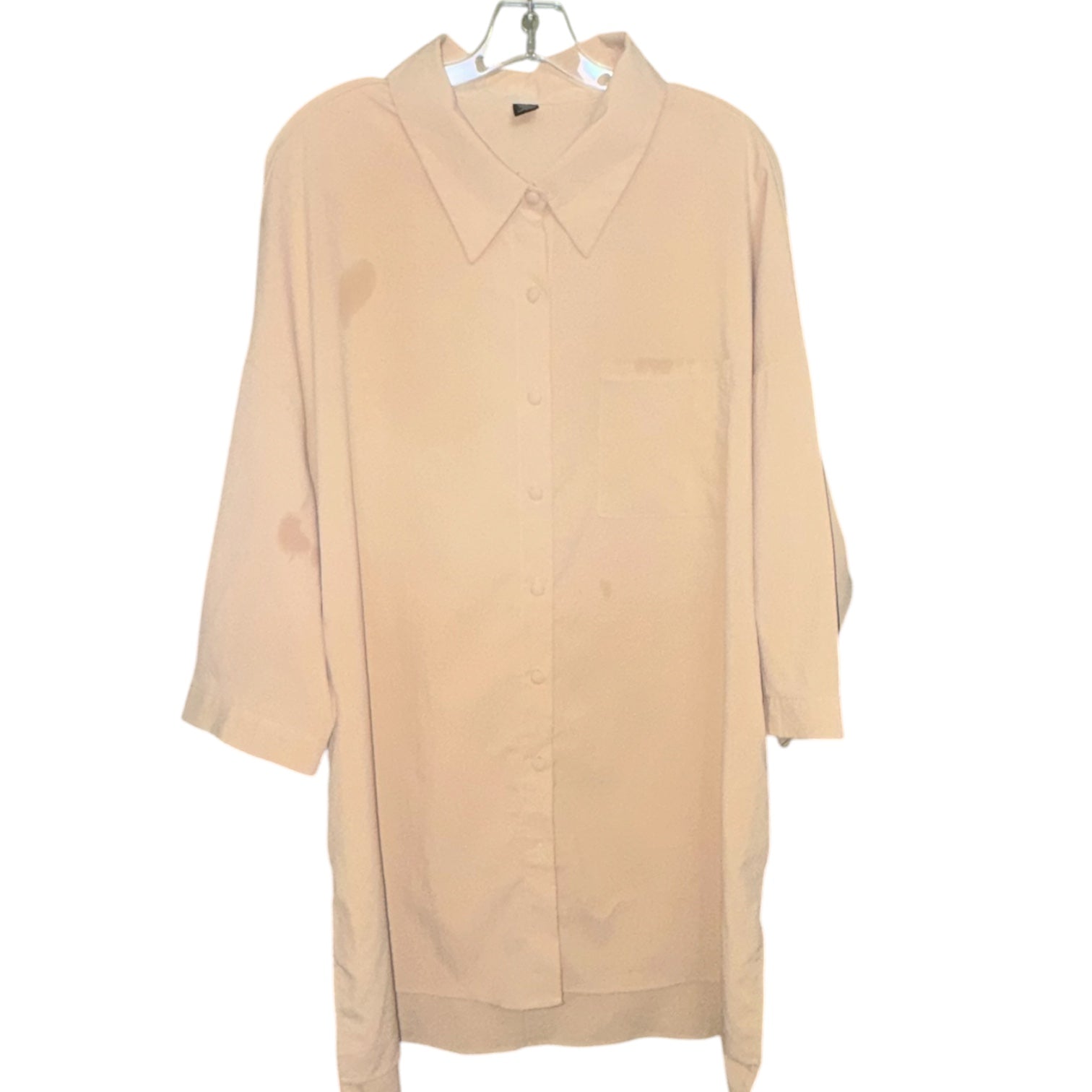 Cream Button-Up Tunic Blouse