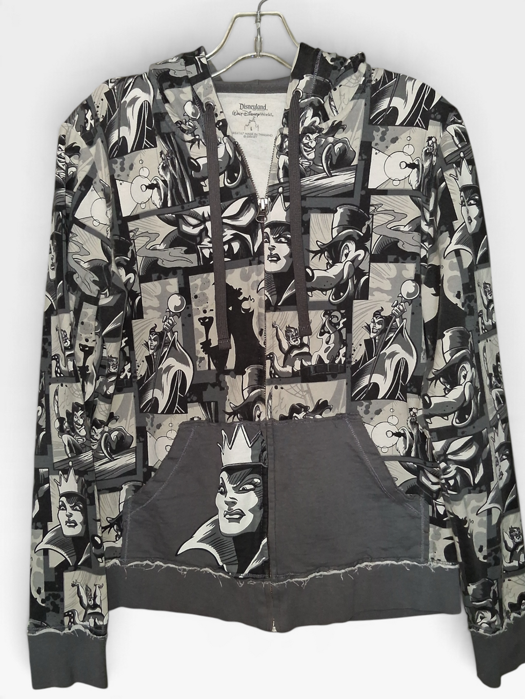 Disney Parks Villains Black & Gray Comic Print Zip-Up Hoodie