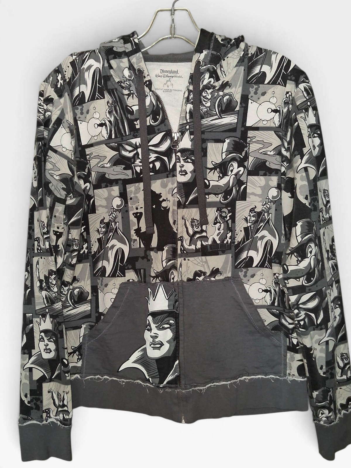 Disney Parks Villains Black & Gray Comic Print Zip-Up Hoodie