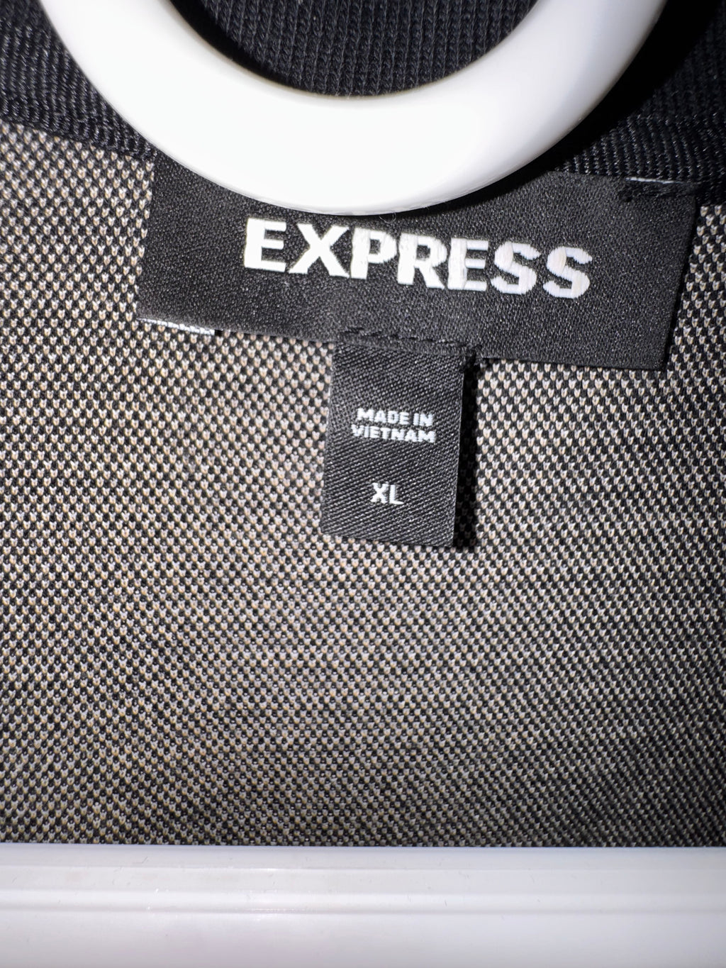 Express Cream & Black Textured Quarter-Zip Polo