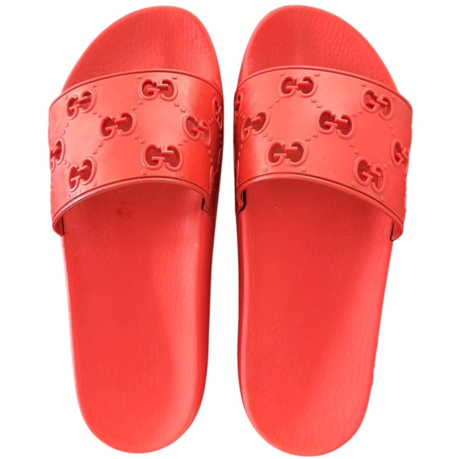 Gucci Pursuit GG Cutout Red Rubber Slide Sandals