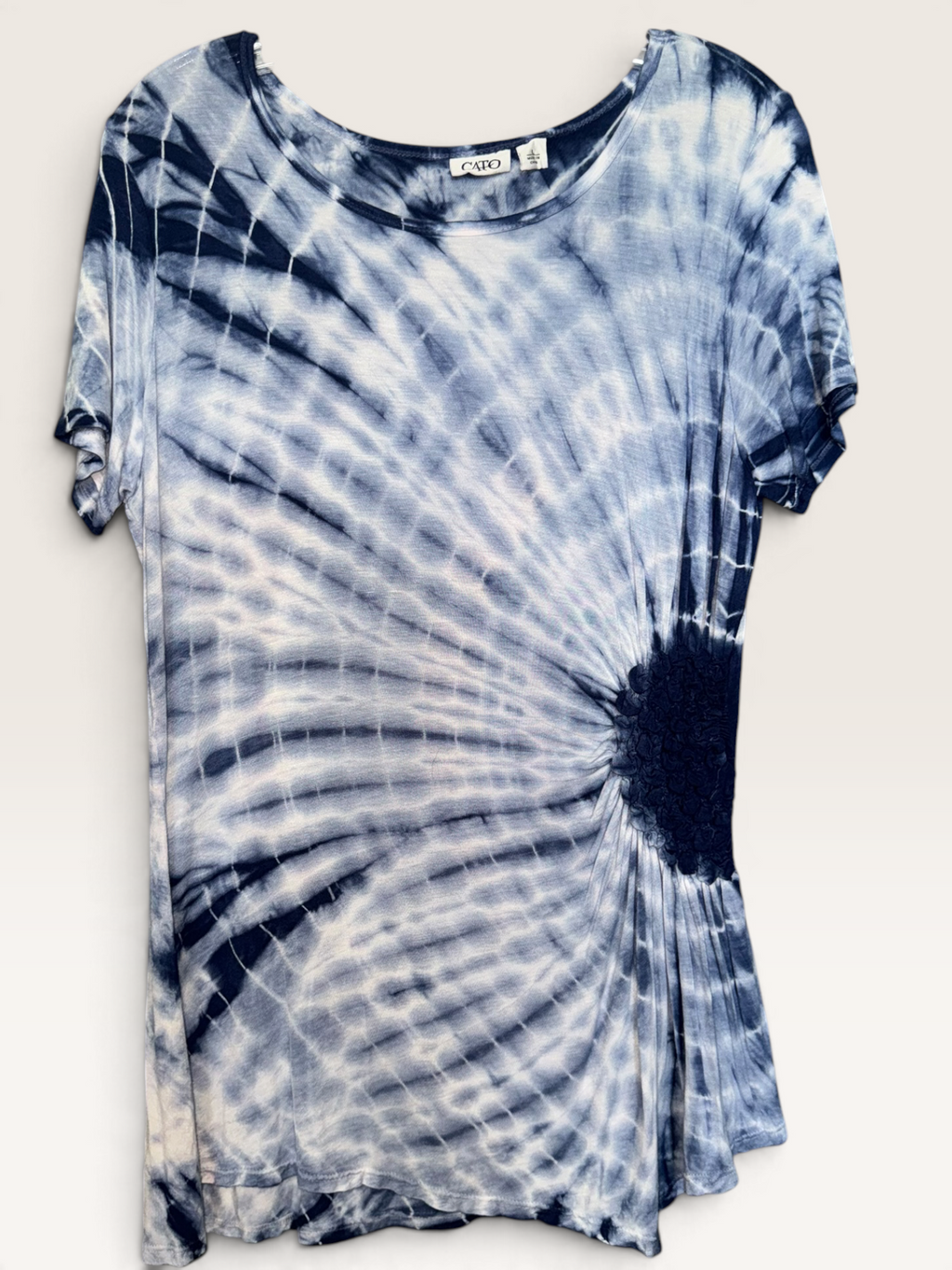 Cato Blue Tie-Dye Rosette Tunic