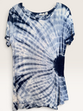 Cato Blue Tie-Dye Rosette Tunic