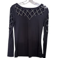 Rhinestone Cutout Long Sleeve Top
