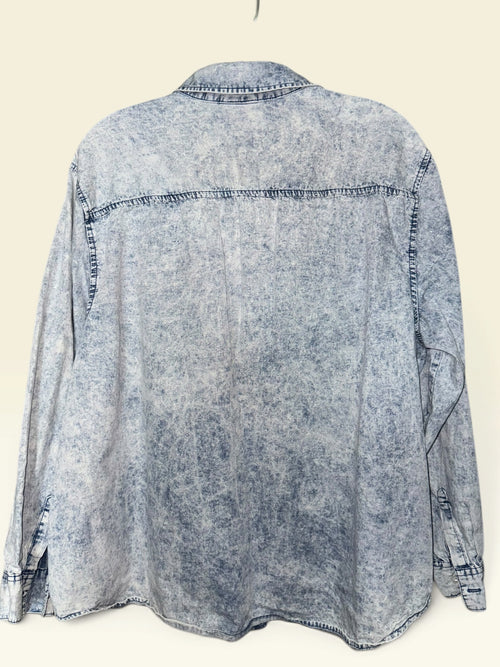 a.n.a Acid-Wash Denim Button-Front Shirt