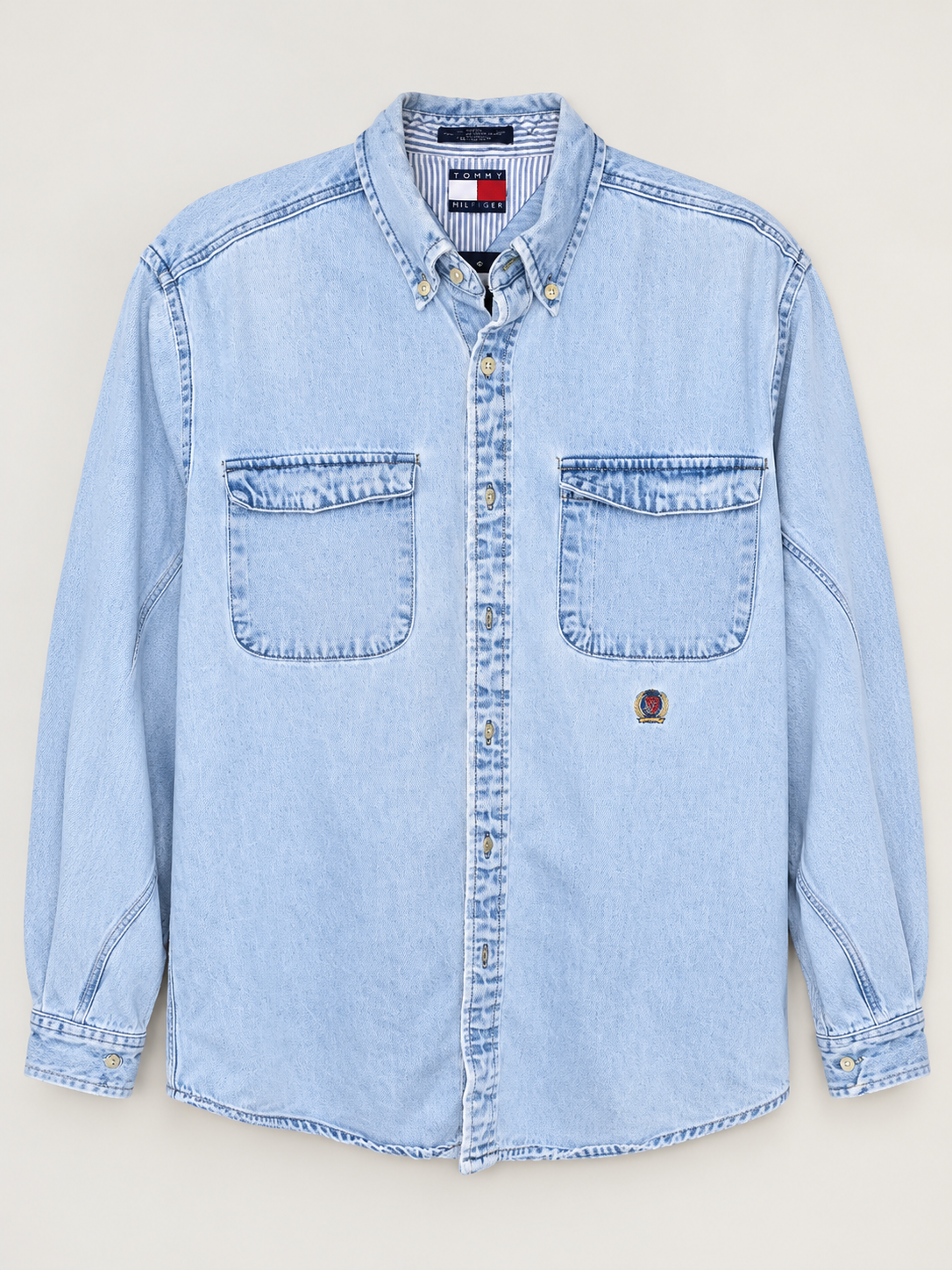 Tommy Hilfiger Light-Wash Denim Button-Down Shirt
