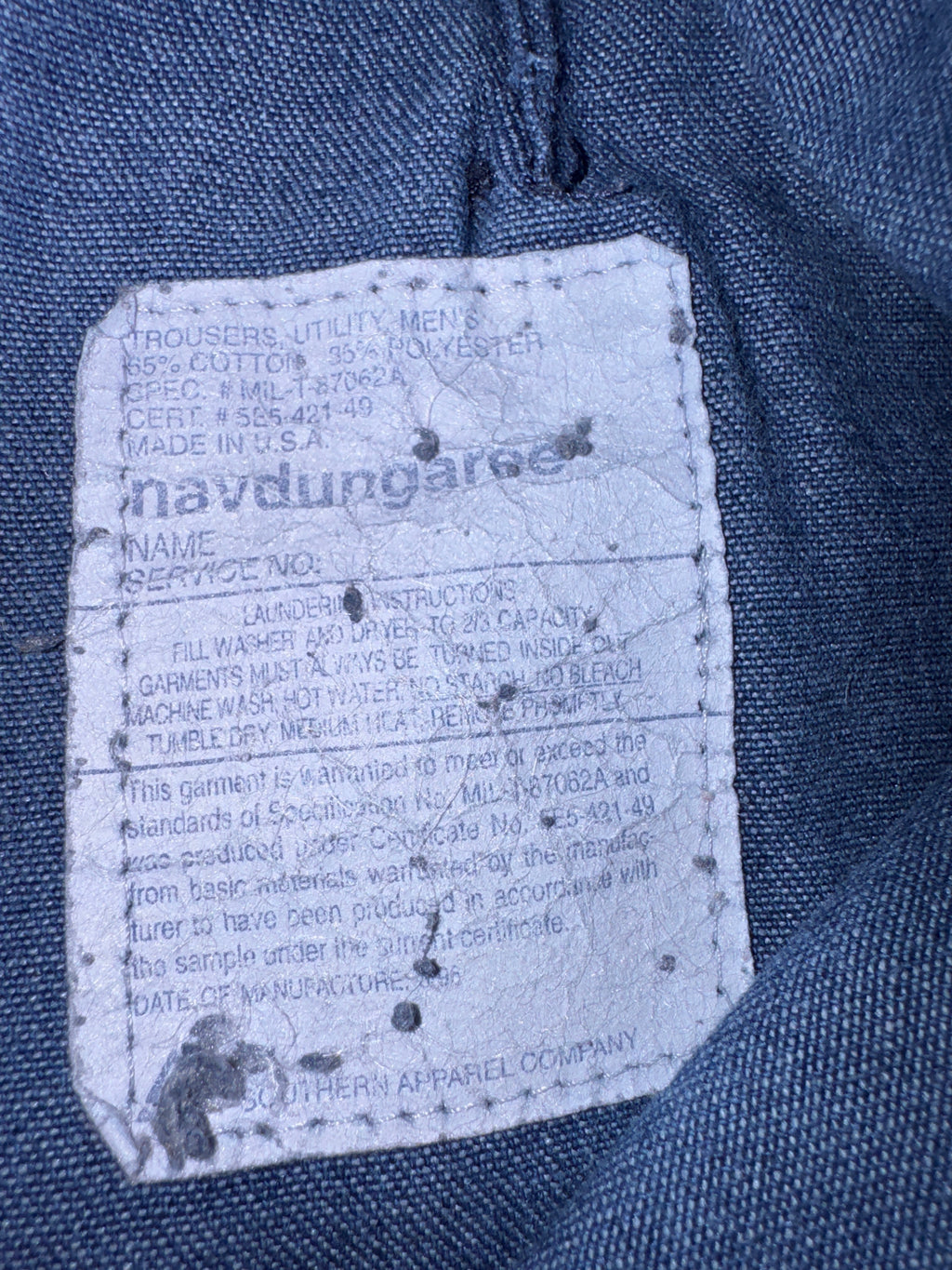 Vintage 1960s US Navy Dungaree Denim Trousers Vietnam Era Pants