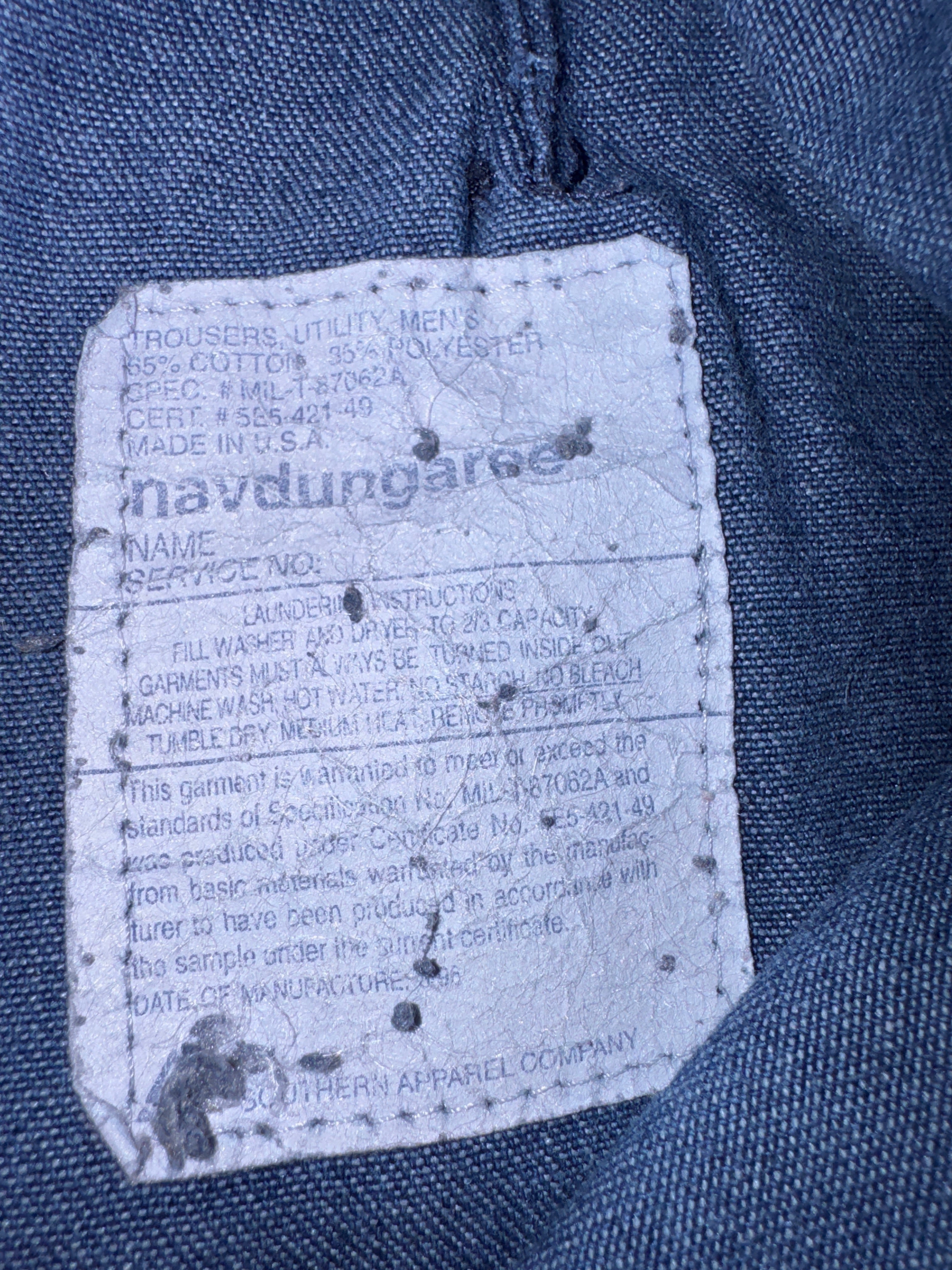 Vintage 1960s US Navy Dungaree Denim Trousers Vietnam Era Pants