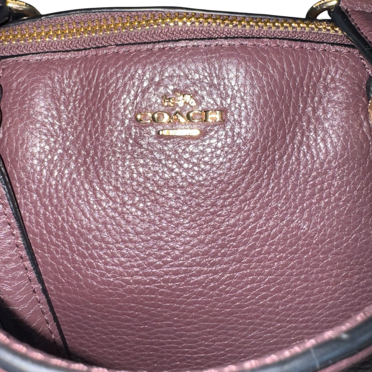 Coach Mini Kelsey Satchel Pebbled Leather Crossbody Bag Oxblood Plum