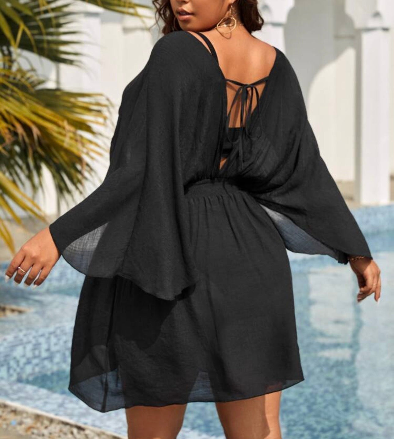 Swim Wrap Ruffle Hem Cover Up Dress