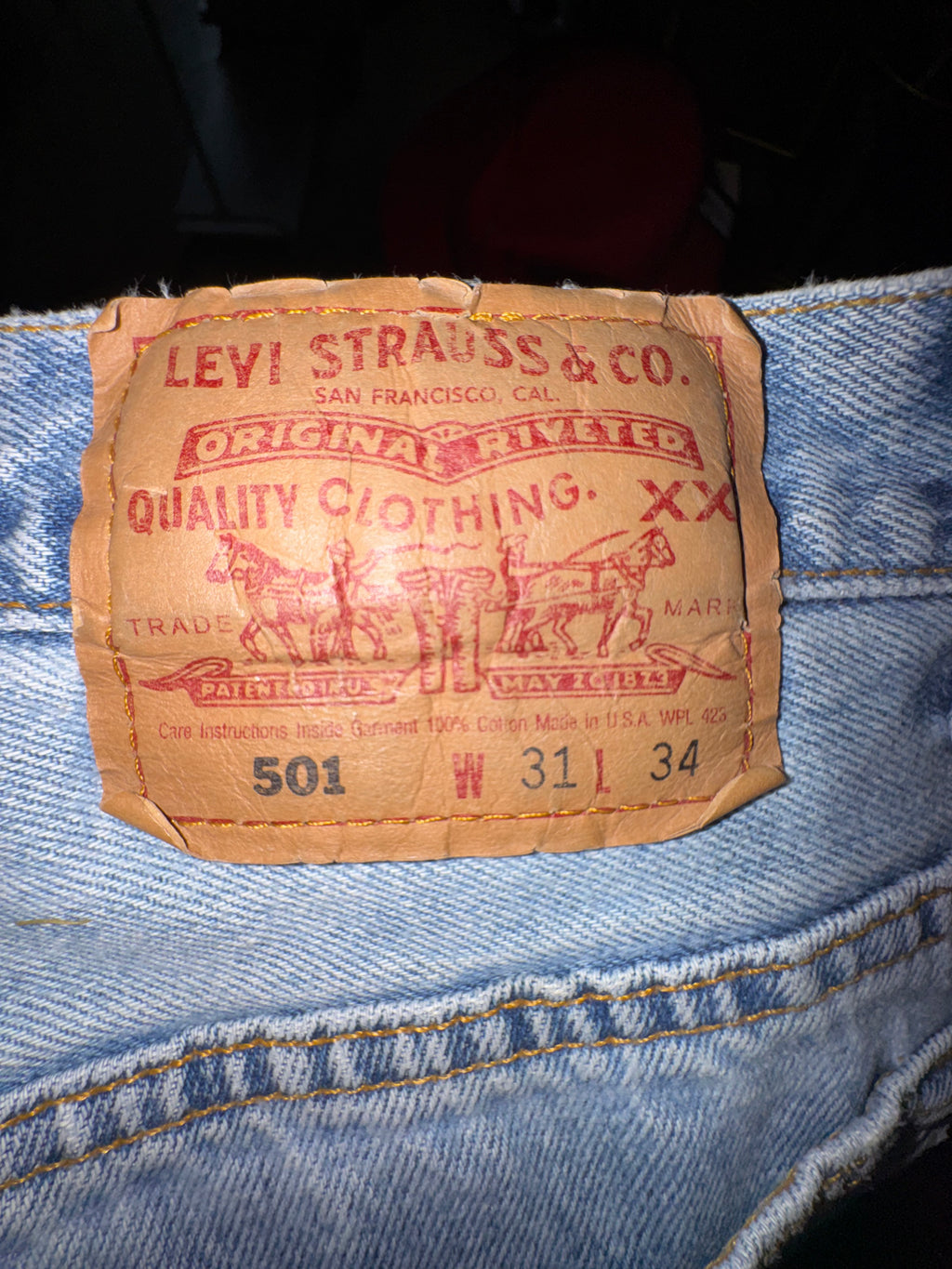 Levi’s 501 Light-Wash Distressed Jeans — Made in USA