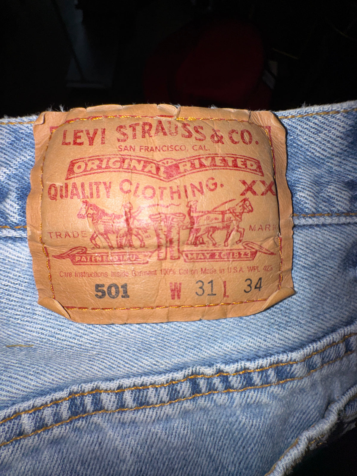 Levi’s 501 Light-Wash Distressed Jeans — Made in USA