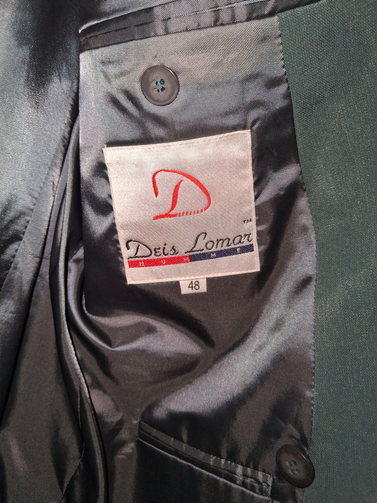 Vintage Deis Lomar Forest Green Double-Breasted Blazer