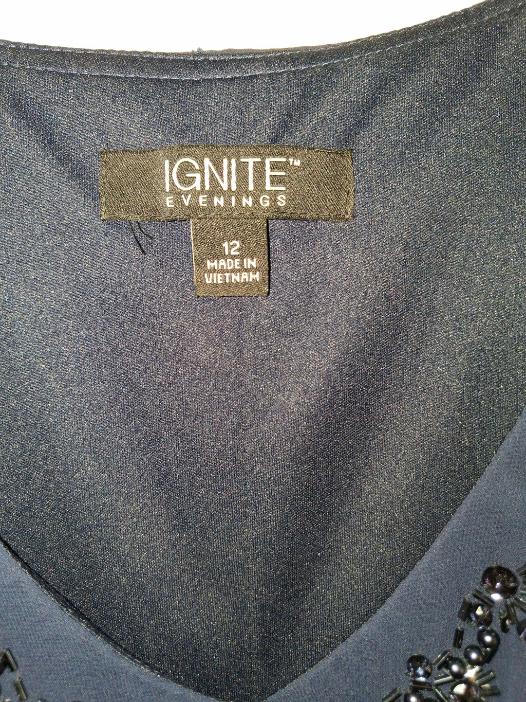 Ignite Evenings Navy Beaded Cape Dress