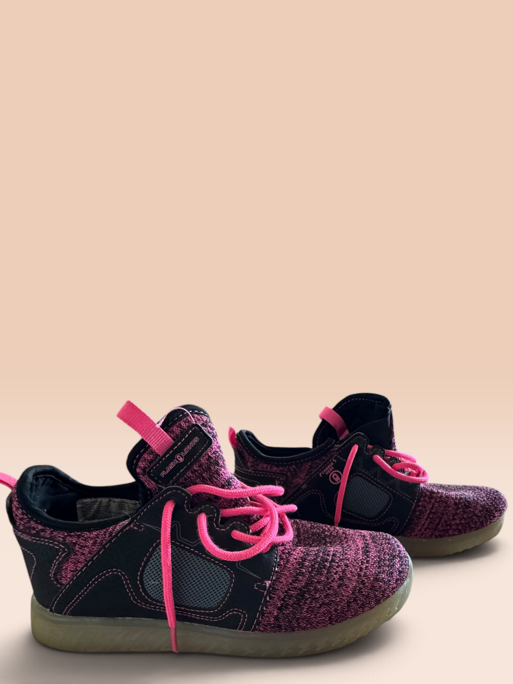 Pink & Black Knit Lace-Up Sneakers