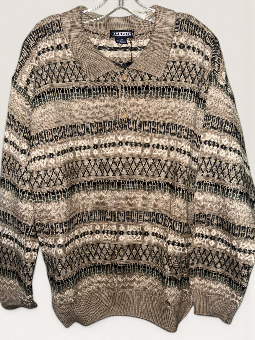 Jantzen Taupe Geometric Sweater Polo