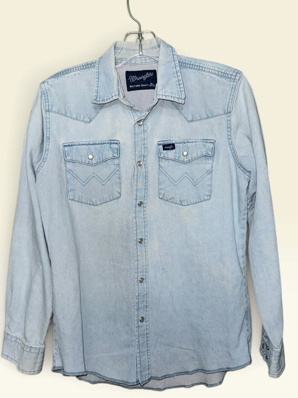 Wrangler Light-Wash Pearl-Snap Western Shirt