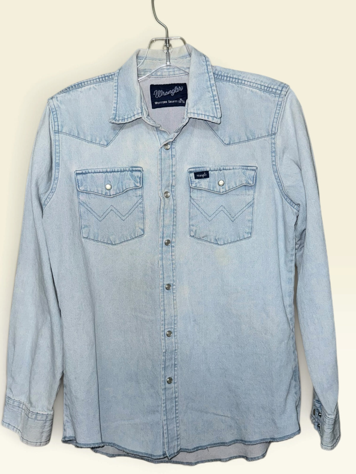 Wrangler Light-Wash Pearl-Snap Western Shirt