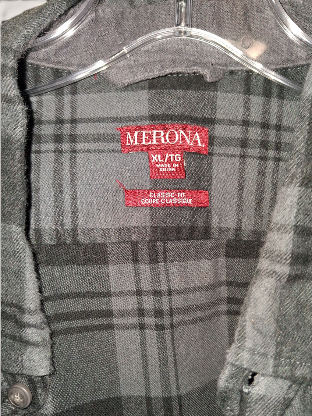 Merona Gray & Black Plaid Flannel Button-Down Shirt