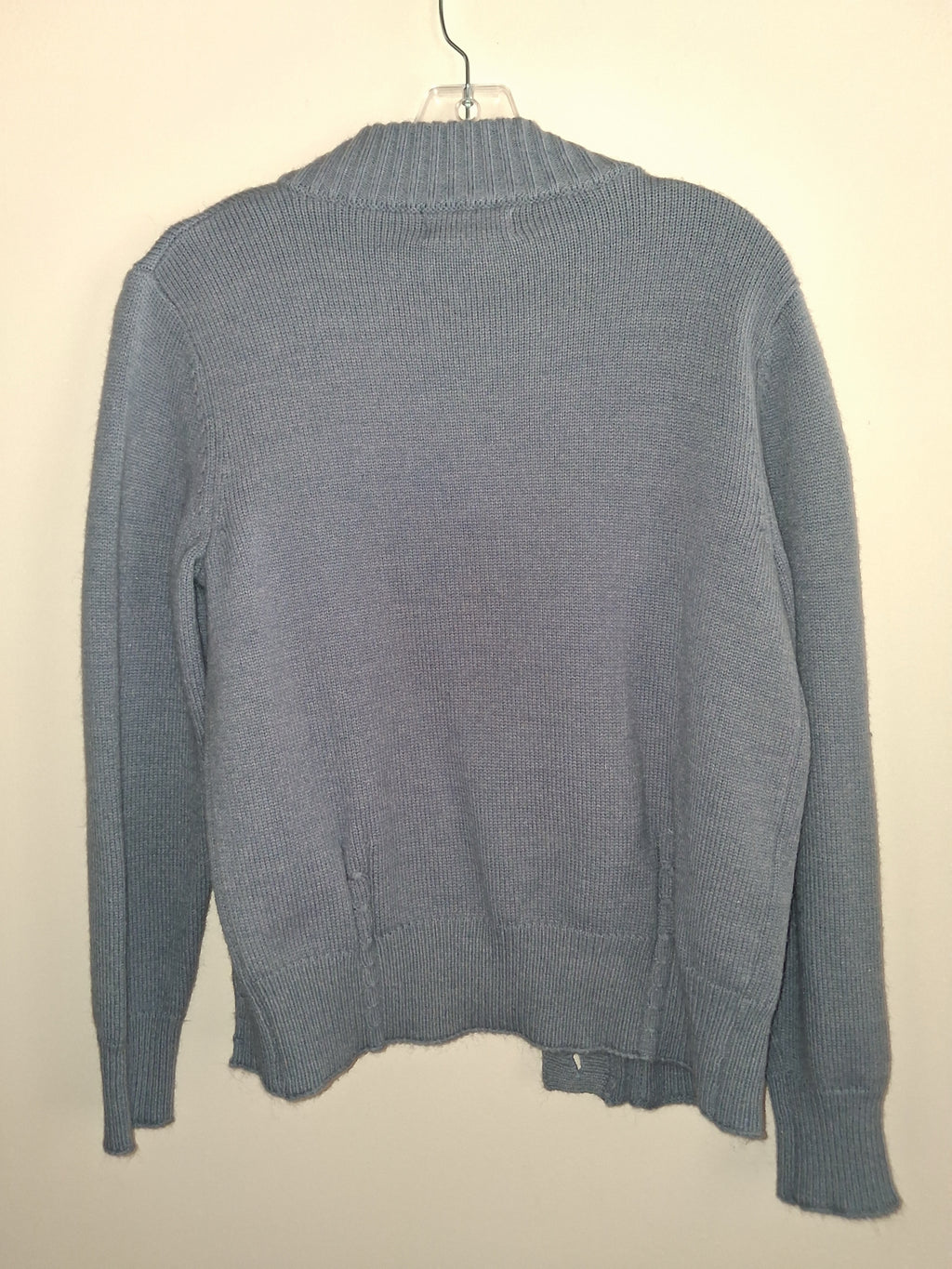 Kancy Kole Slate Blue Cable-Trim Cardigan Sweater