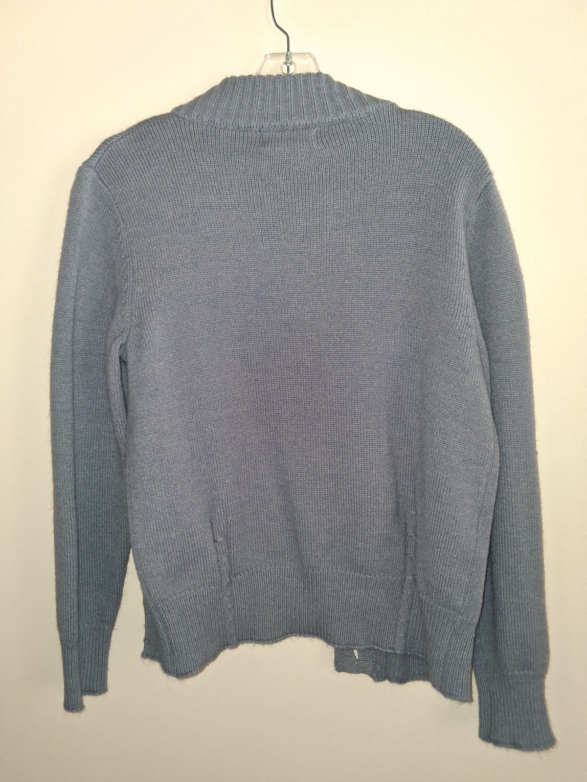 Kancy Kole Slate Blue Cable-Trim Cardigan Sweater