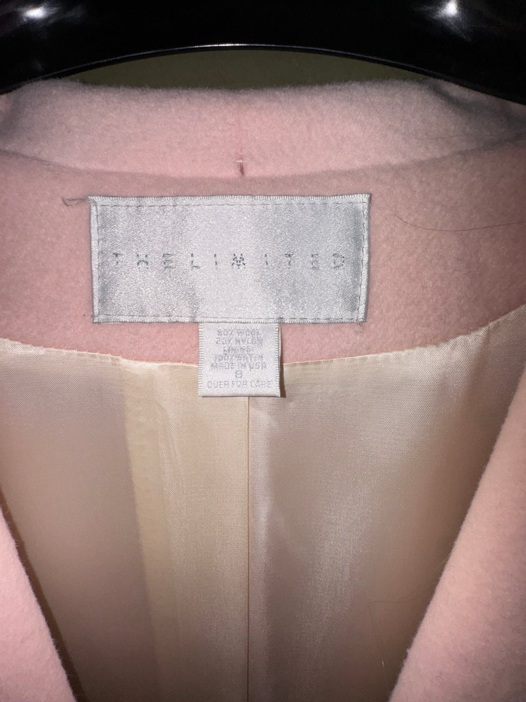Vintage The Limited Blush Pink Wool-Blend Long Coat