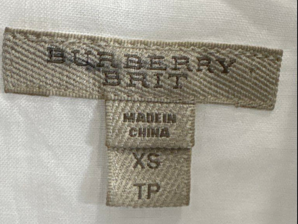Burberry Brit Sheer White Tunic Shirt Blouse Nova Check Cuffs