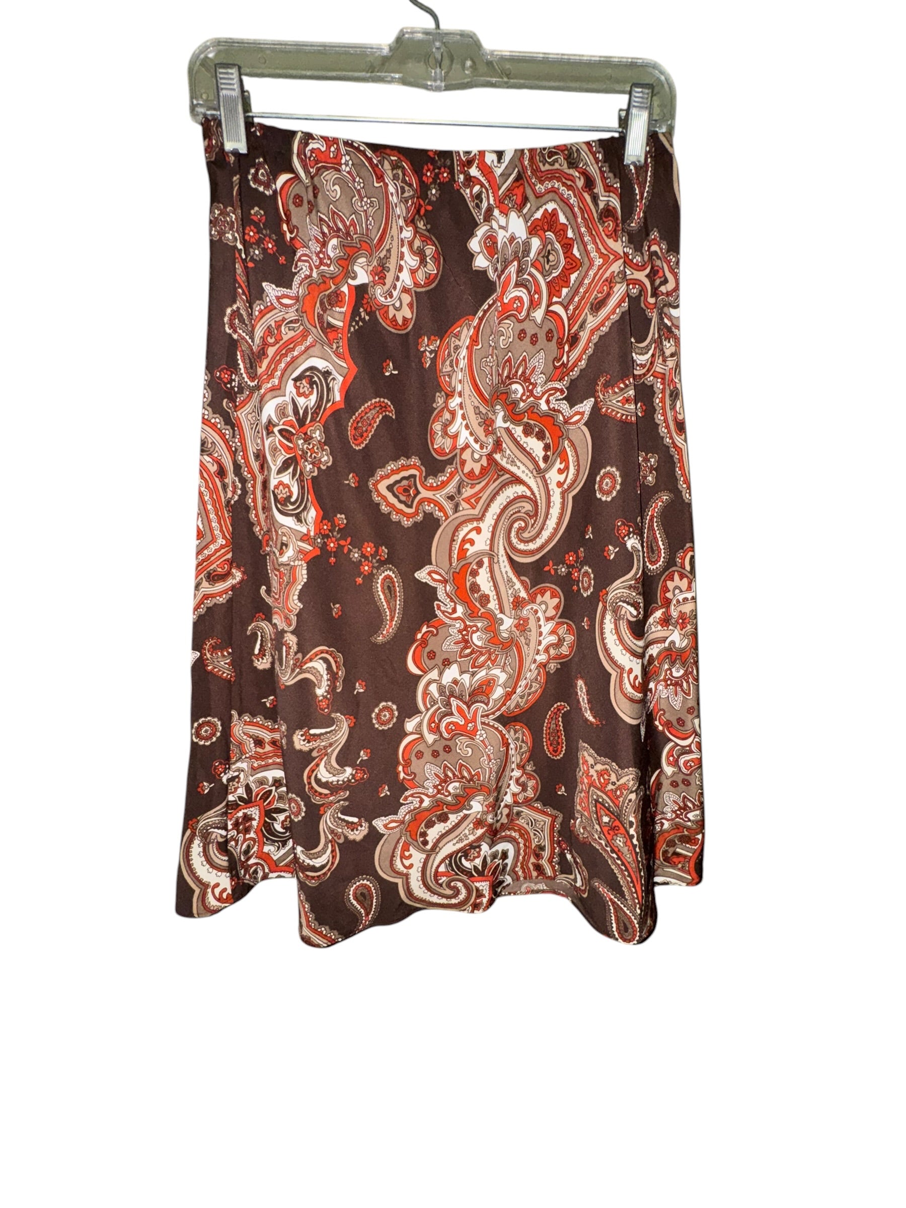 Brown Paisley A-Line Skirt